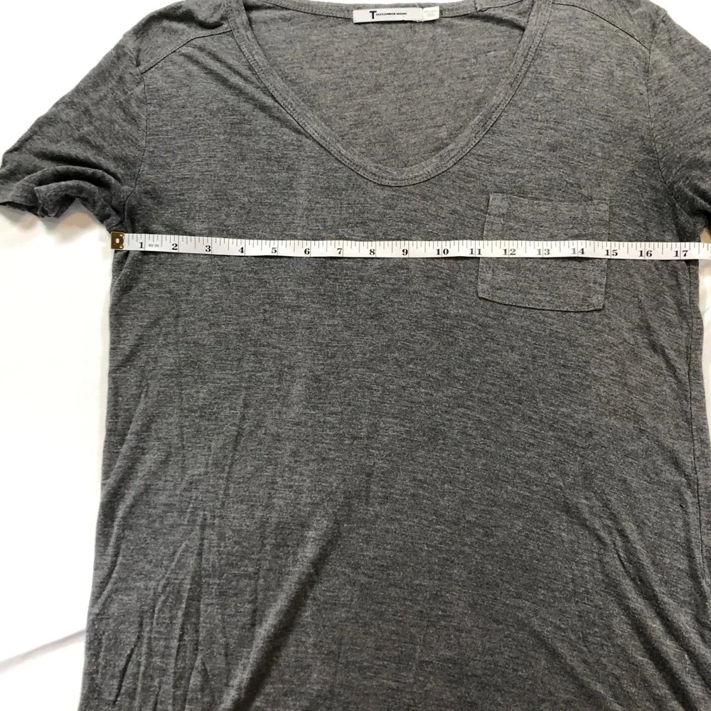 T by Alexander Wang Womens Gray Short Sleeve Pocket V-Neck‎ T-Shirt Size XS